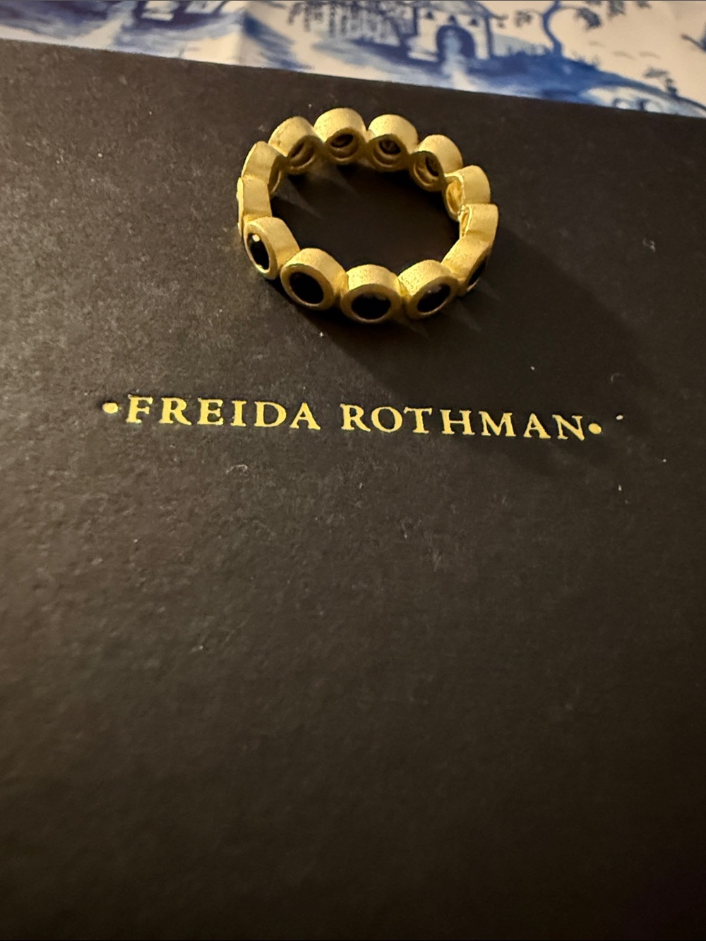 Freida Rothman Black Bezel Eternity Ring Size 7
